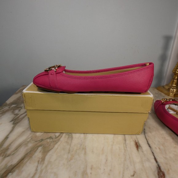 Michael Kors Women's Fulton Moccasin Carmine Pink Gold Logo 7 - Picture 8 of 14